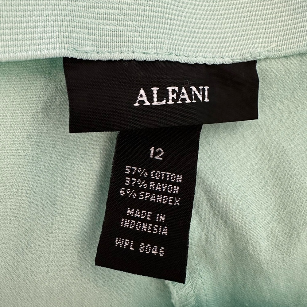 Alfani Mint Cropped Ankle Capri Pants Sz 12 Elastic Waist Zip Closure Career - Picture 5 of 5